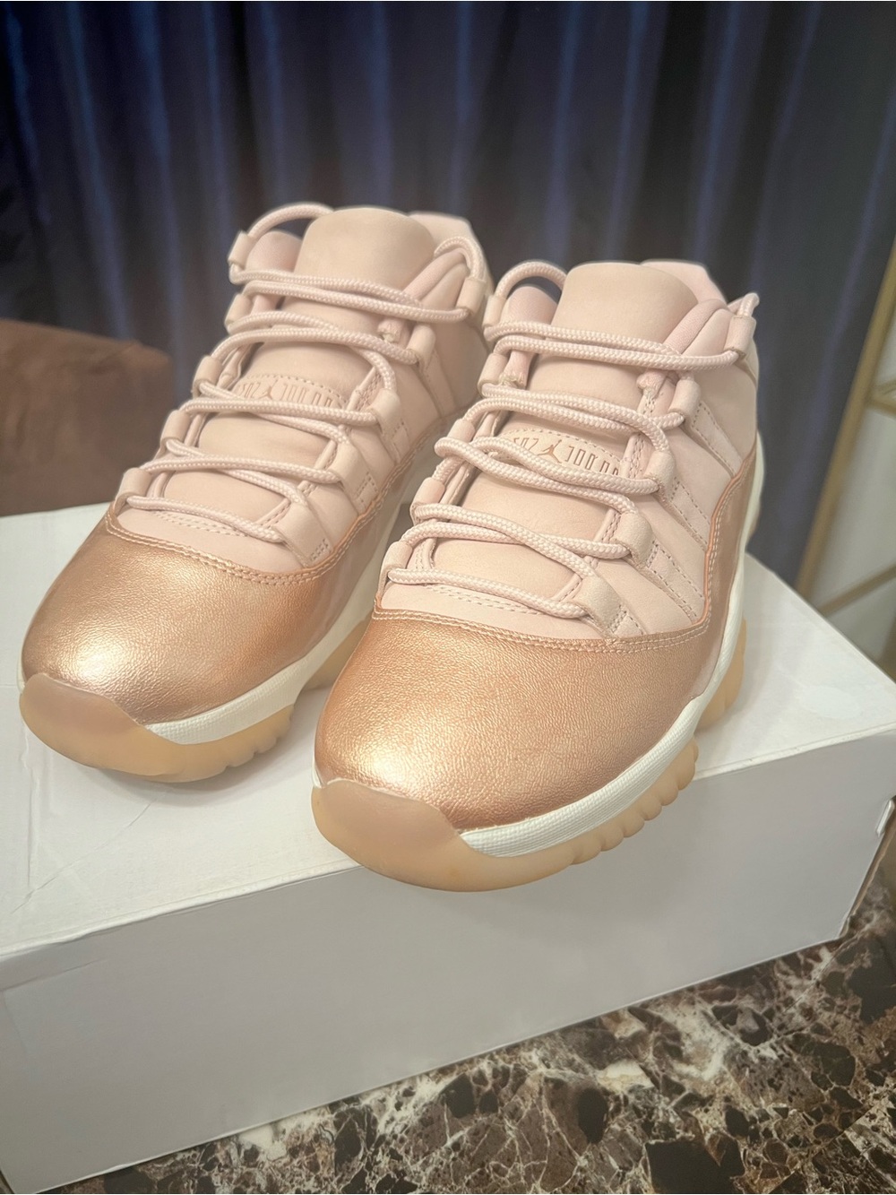 Jordan Women's Metallic Pink-Gold Low-Top Sneakers